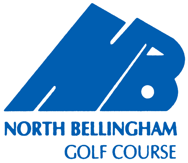 Blue logo featuring an abstract NB shape above the words North Bellingham Golf Course in all capital letters, set against a light background.